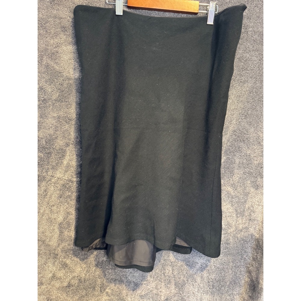 Mayle Women Black Wool A-Line Mid-Length Skirt Made in USA Size 10